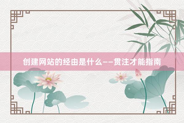 创建网站的经由是什么——贯注才能指南